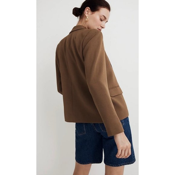 Madewell $148 Dorset Crop Blazer Easygoing Crepe Light roast Size S NL234 - Picture 3 of 9